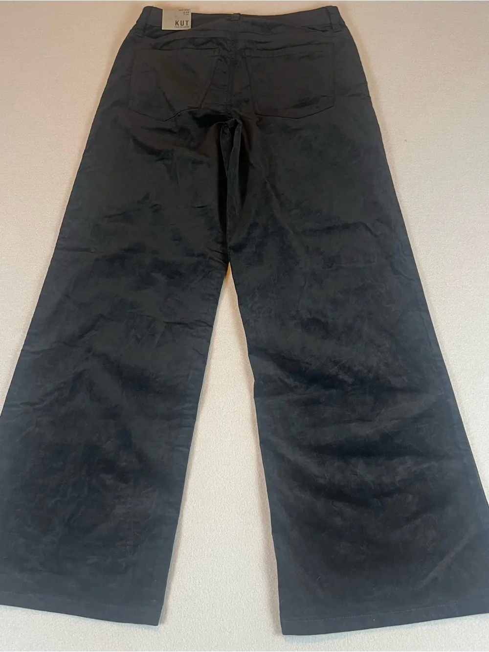 NWT KUT From The Kloth Black High Rise Flare Pants Size 2 Corduroy Velour Retro